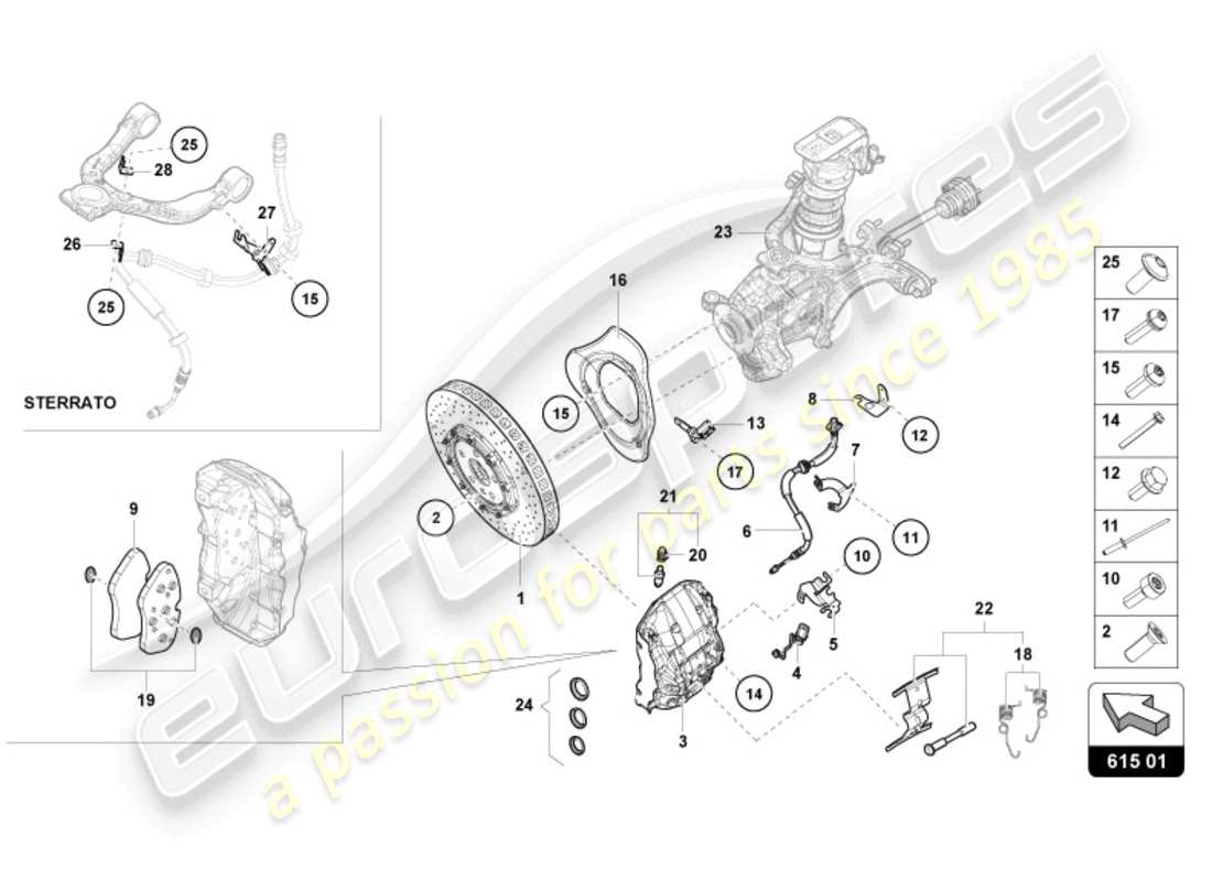 lamborghini sterrato (2024) ceramic brake disc front part diagram