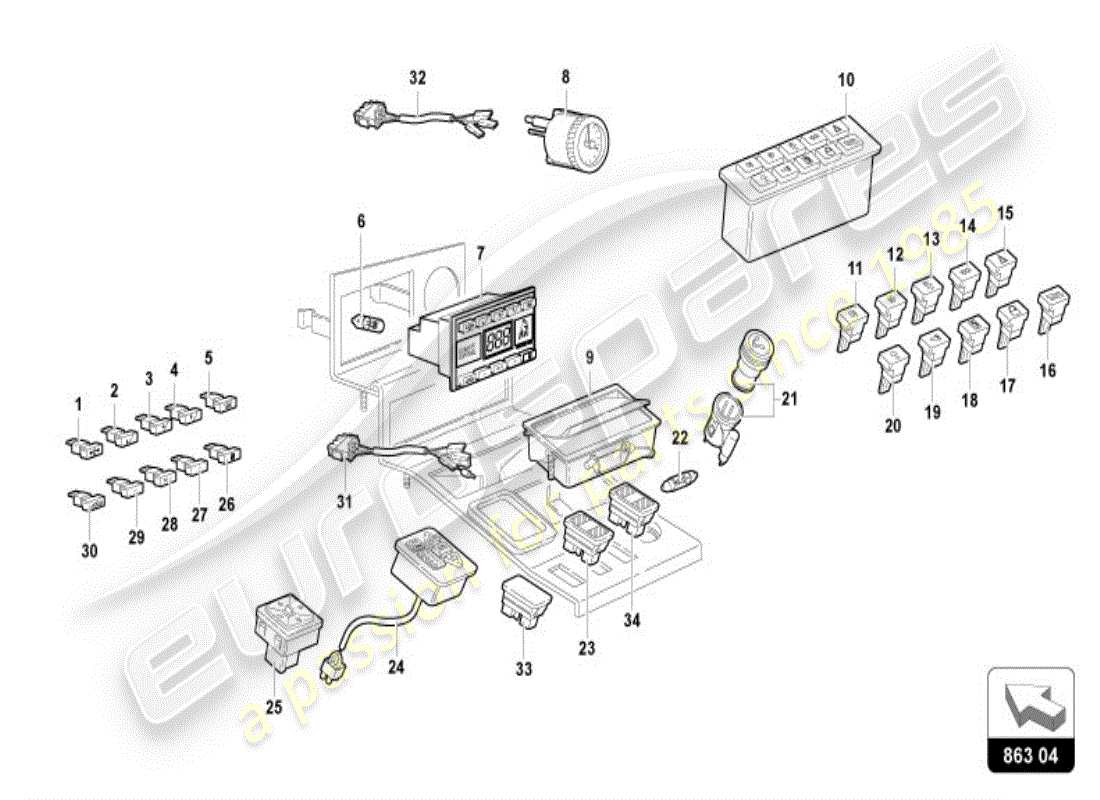a part diagram from the lamborghini diablo vt (1995) parts catalogue