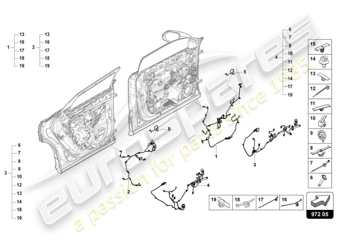 lamborghini urus (2019) wiring set for door part diagram