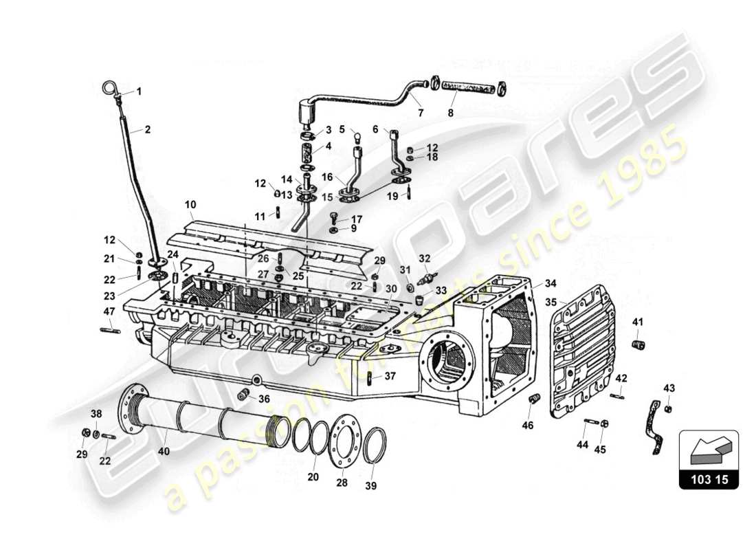 lamborghini countach 25th anniversary (1989) oil sump part diagram