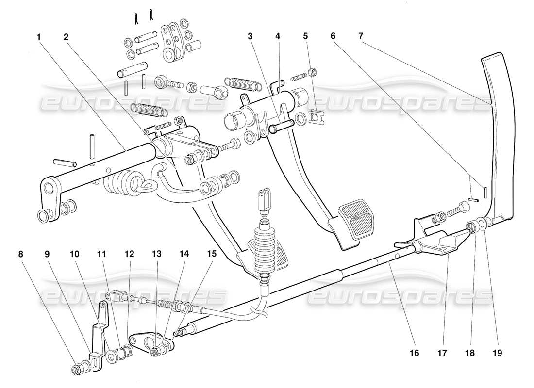 lamborghini diablo (1991) pedals (valid for australia version - october 1991) parts diagram