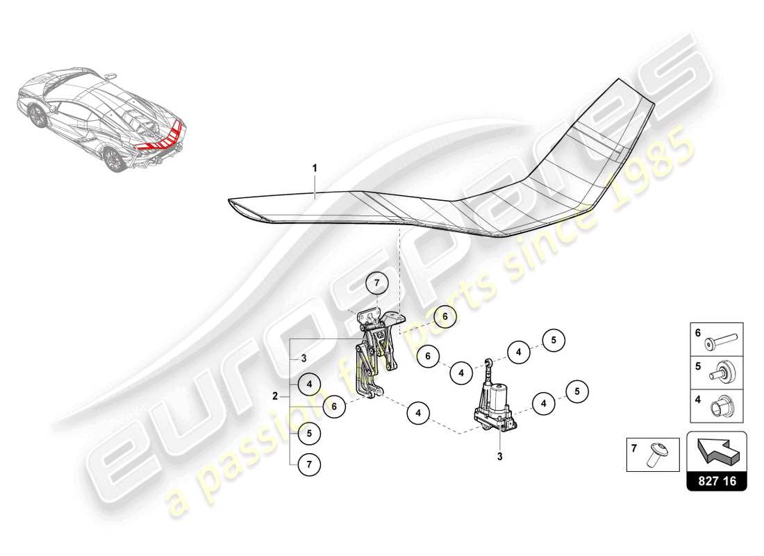 a part diagram from the lamborghini sian roadster (2021) parts catalogue