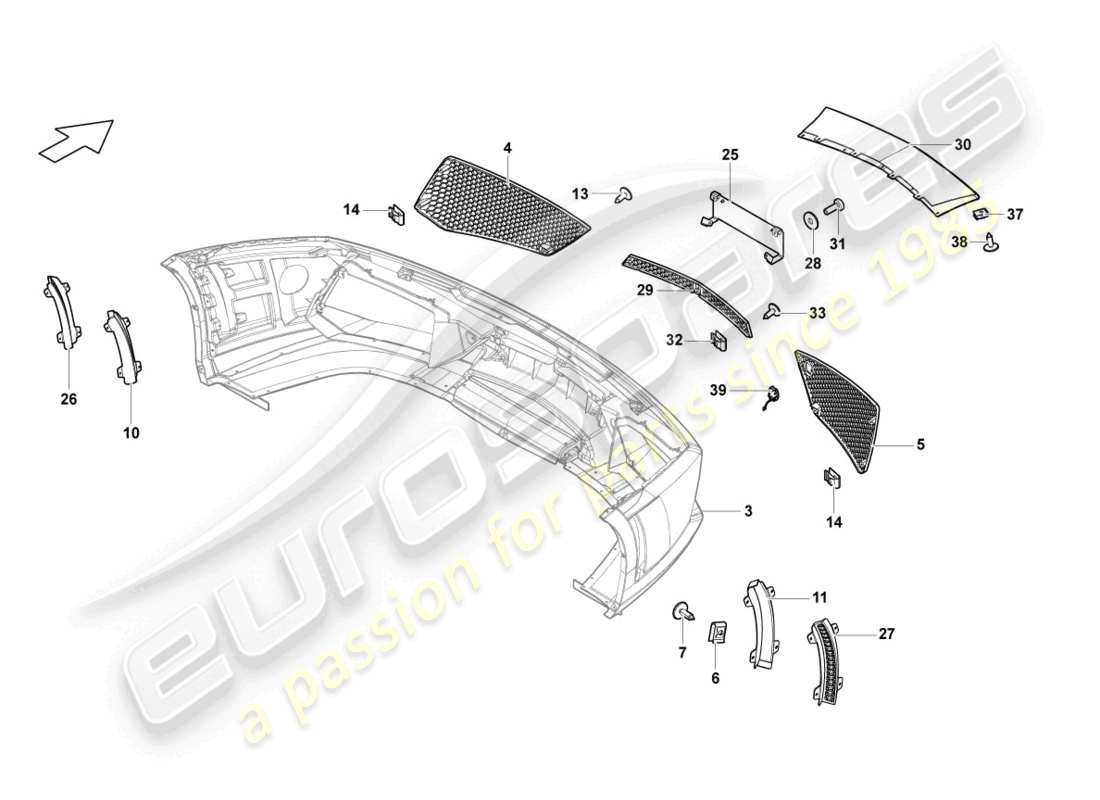 lamborghini lp570-4 spyder performante (2013) grille front part diagram