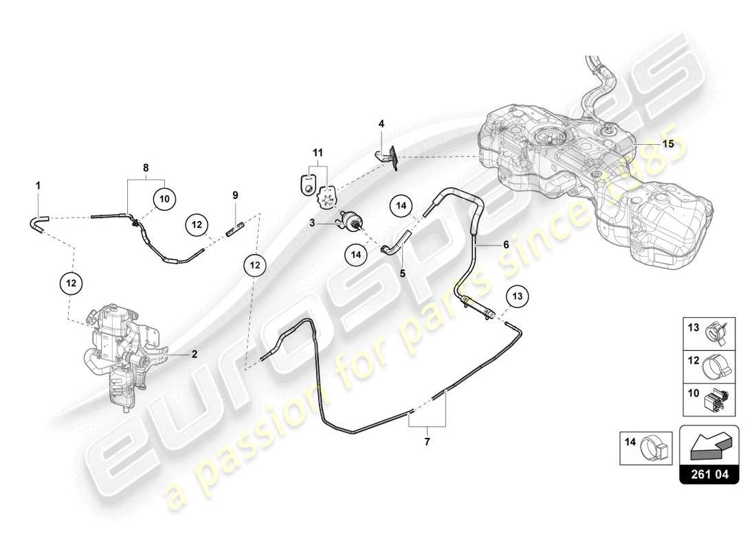 lamborghini urus (2020) fuel line parts diagram