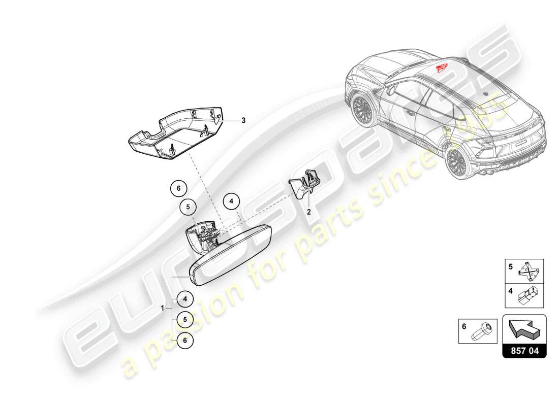 lamborghini urus (2021) interior mirror parts diagram