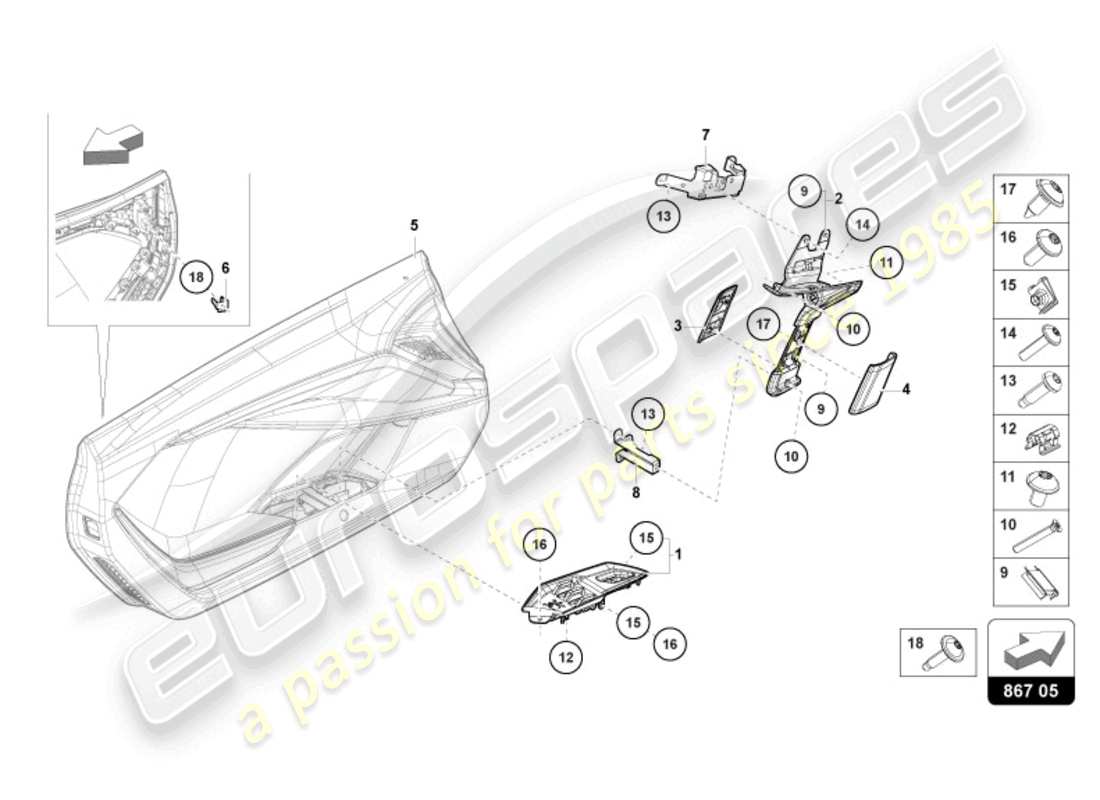 lamborghini revuelto coupe (2024) trim for door part diagram