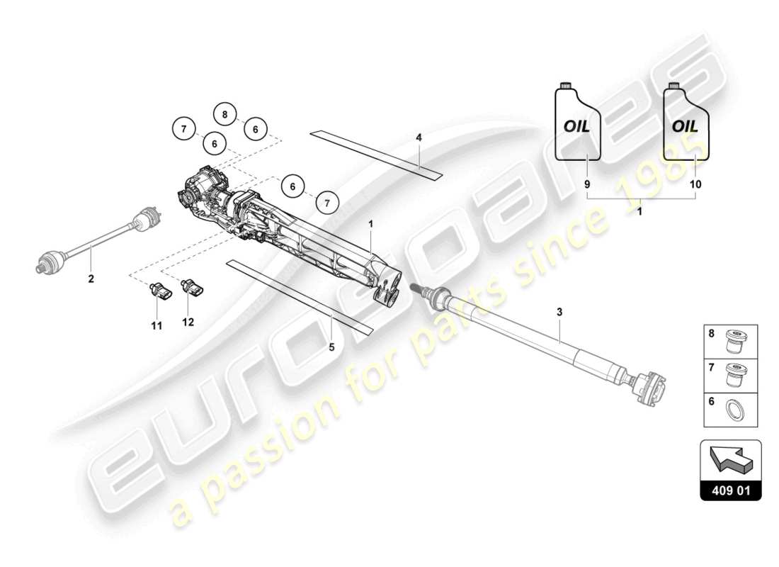 lamborghini 2021 (evo spyder) front axle differential part diagram