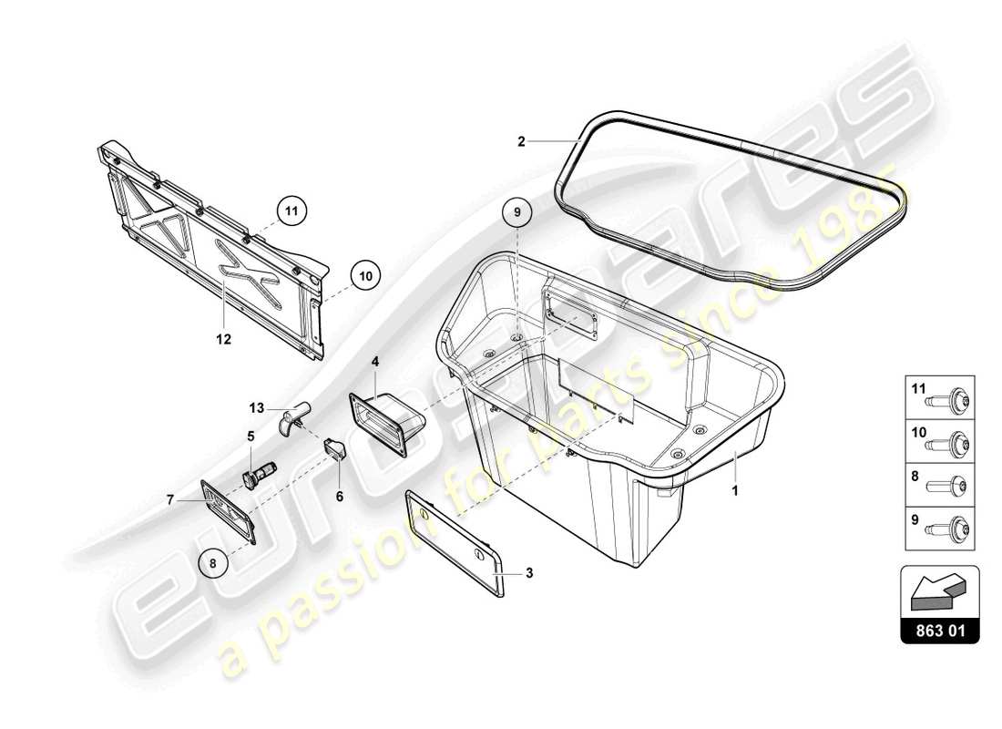 lamborghini 2021 (evo spyder 2wd) luggage compartment lining part diagram