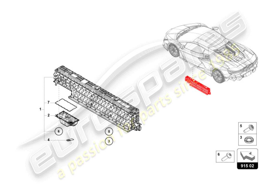 lamborghini revuelto coupe (2024) high-voltage battery part diagram