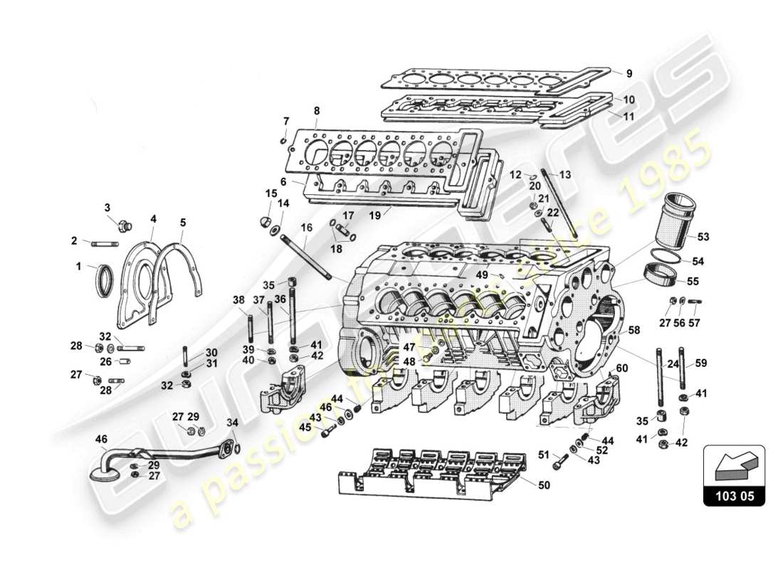 lamborghini countach 25th anniversary (1989) crankcase part diagram