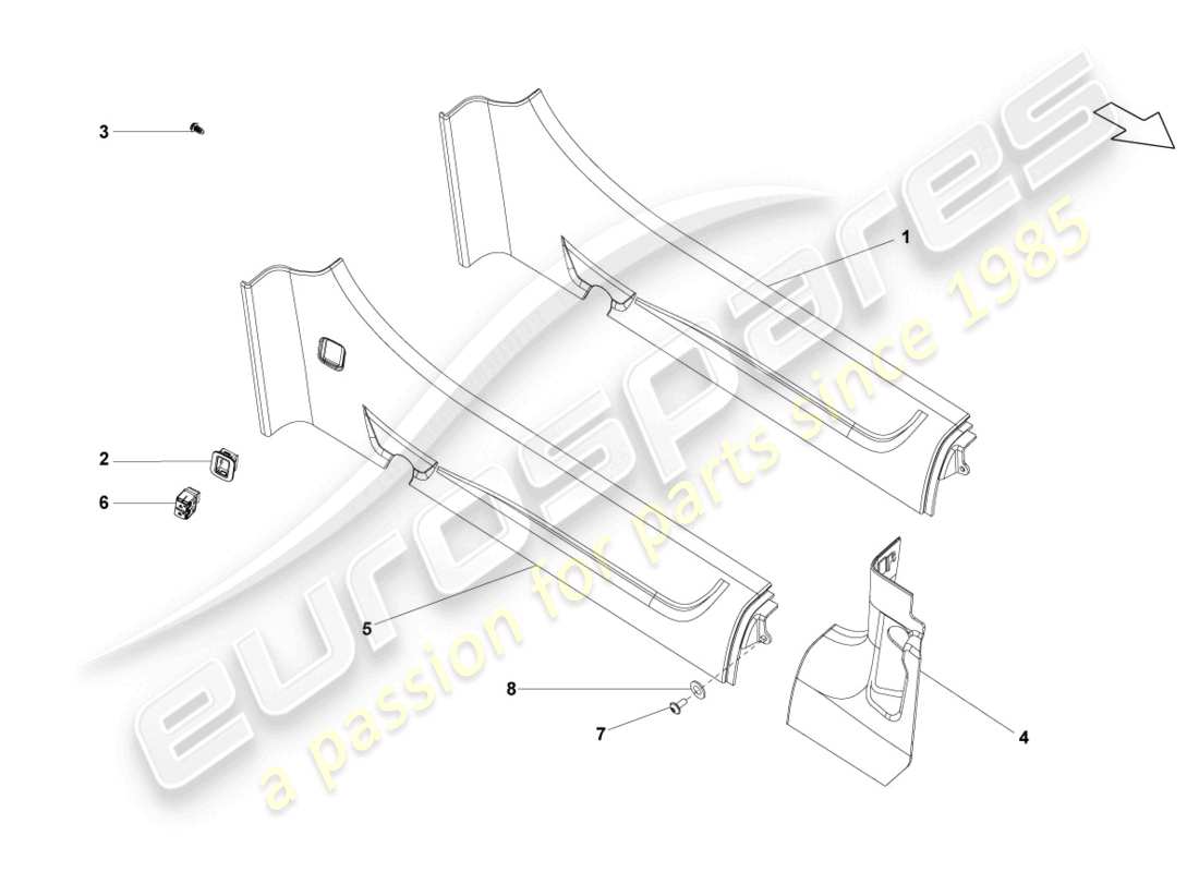 lamborghini lp550-2 spyder (2011) sill trim strip parts diagram