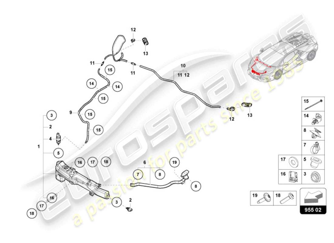 lamborghini revuelto coupe (2024) windscreen washer system part diagram