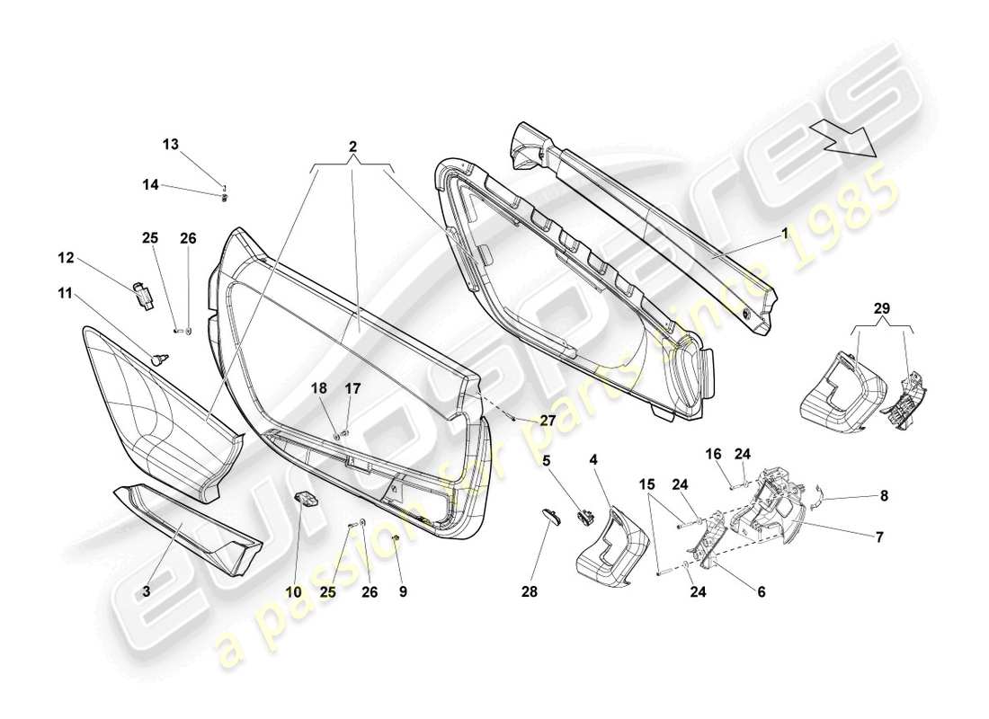 lamborghini lp550-2 spyder (2011) door panel parts diagram