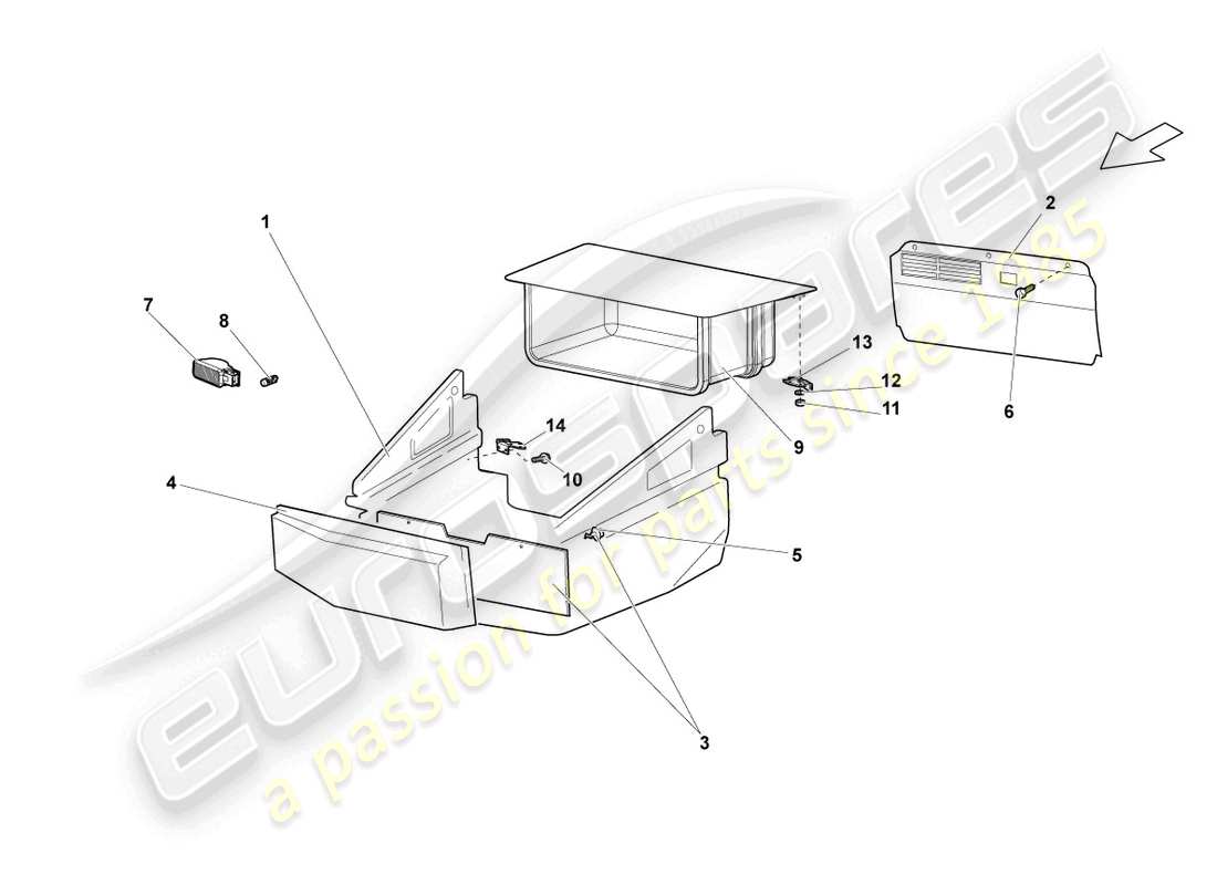 a part diagram from the lamborghini lp640 coupe (2008) parts catalogue