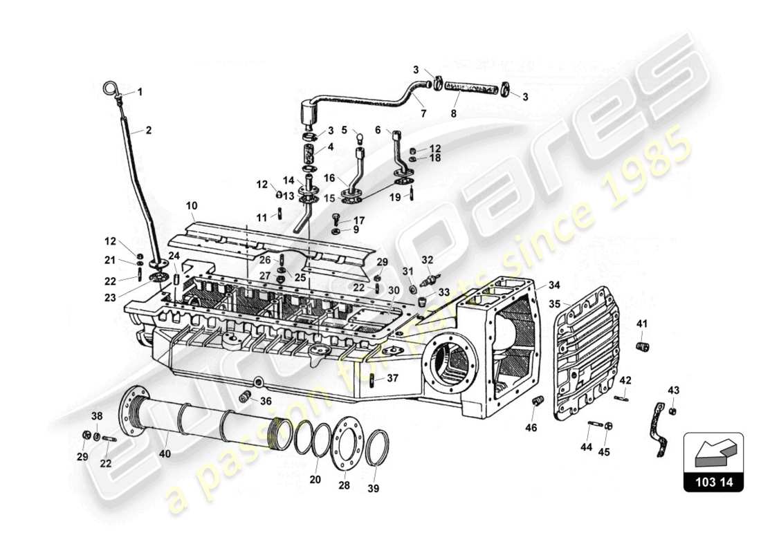 a part diagram from the lamborghini countach 25th anniversary (1989) parts catalogue