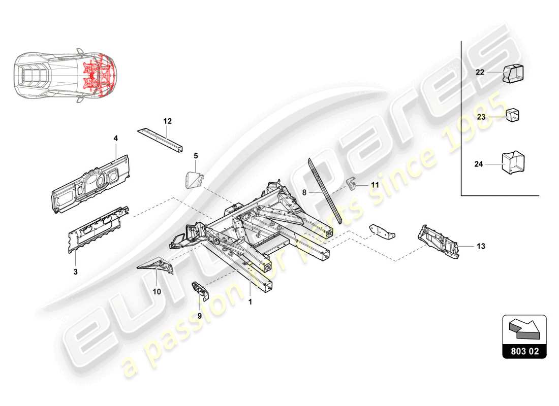 a part diagram from the lamborghini super trofeo (2016) parts catalogue