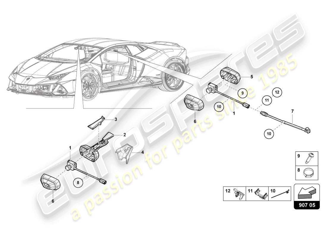 a part diagram from the lamborghini evo coupe 2wd (2022) parts catalogue