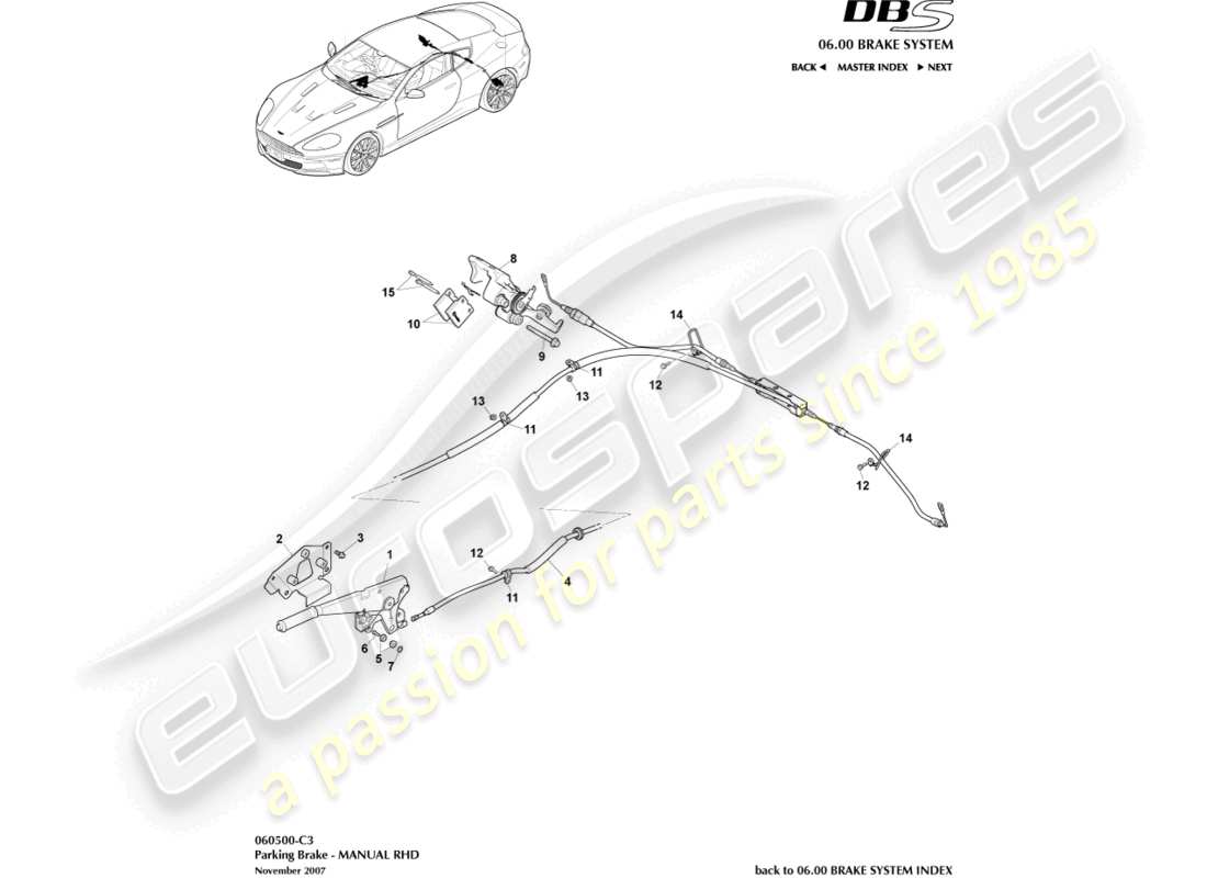 a part diagram from the aston martin dbs (2013) parts catalogue