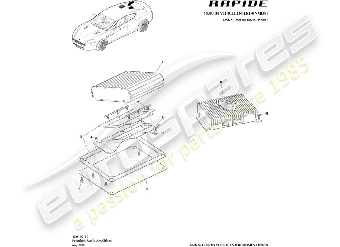 aston martin rapide (2012) dual amplifiers, up to 13my part diagram
