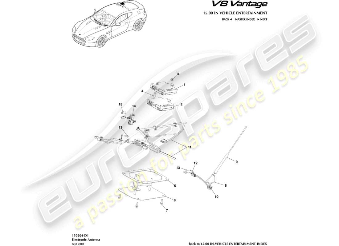 aston martin vantage gt8 (2017) electronic antenna part diagram