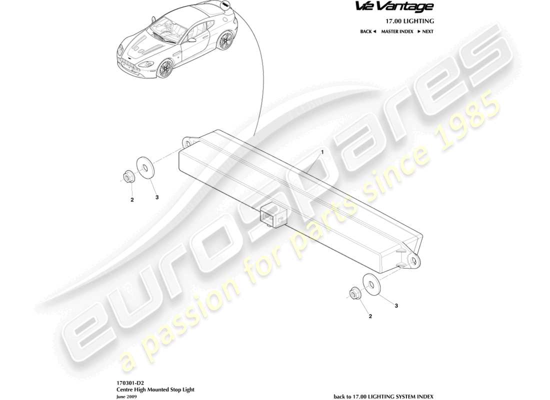 aston martin v12 vantage (2011) high mounted stop light part diagram