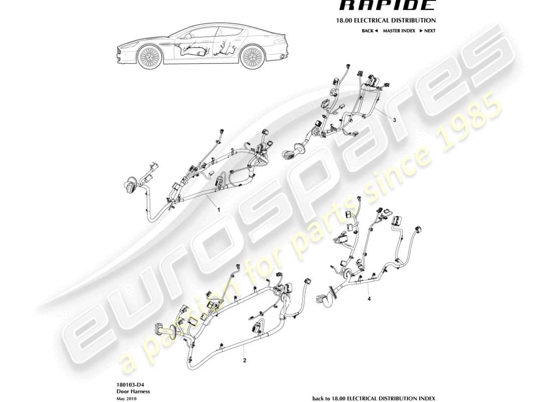 aston martin rapide (2019) door harness parts diagram