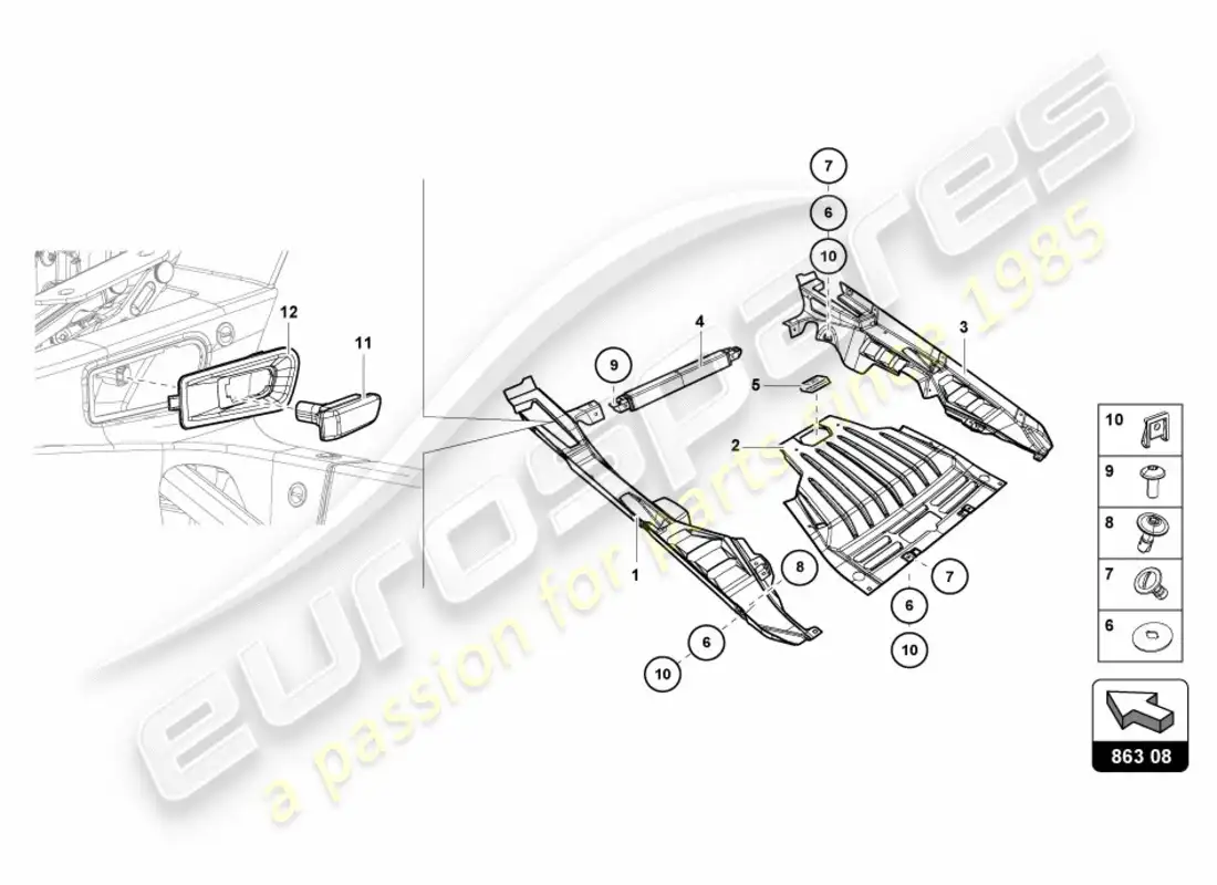 lamborghini lp580-2 coupe (2017) engine cover parts diagram
