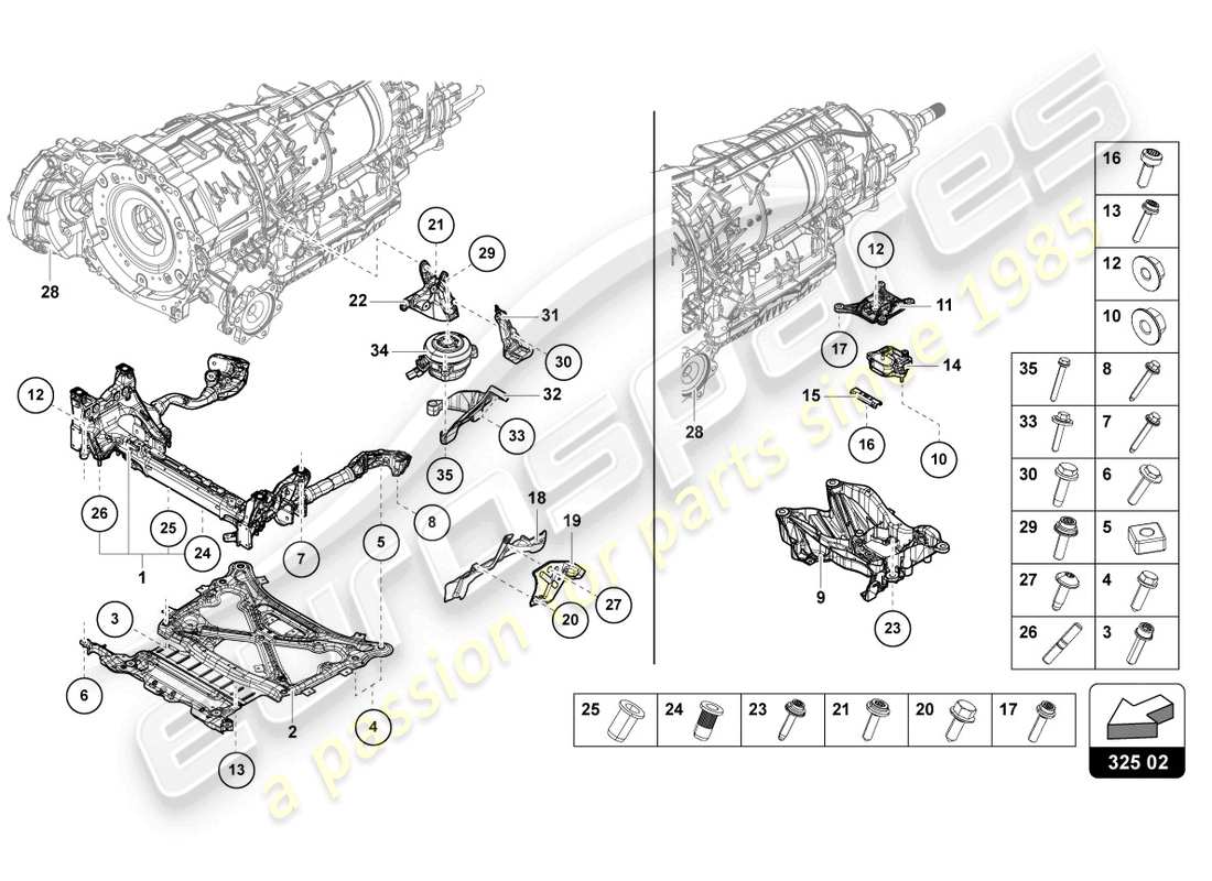 lamborghini urus (2019) transmission securing parts part diagram