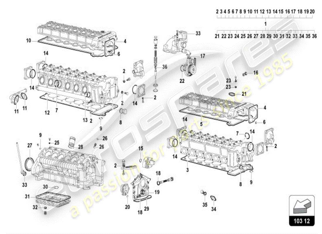 lamborghini diablo vt (1999) engine gasket kit parts diagram