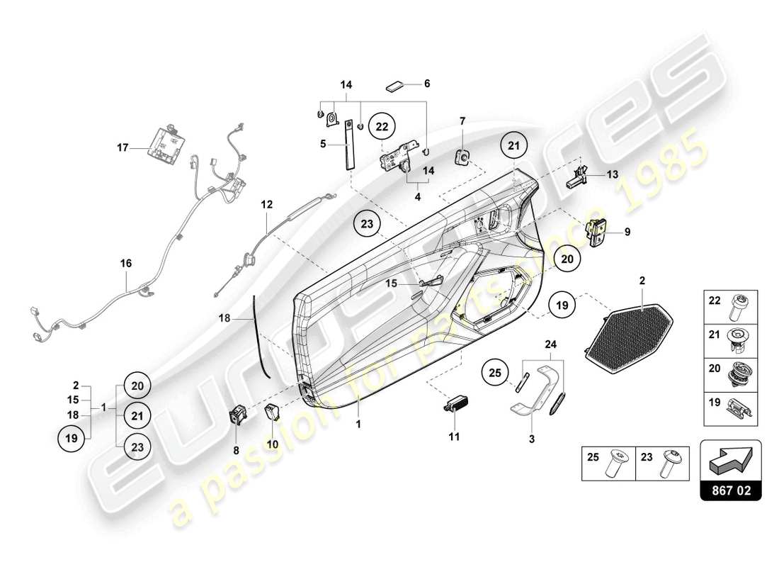 lamborghini 2021 (sto) door panel part diagram