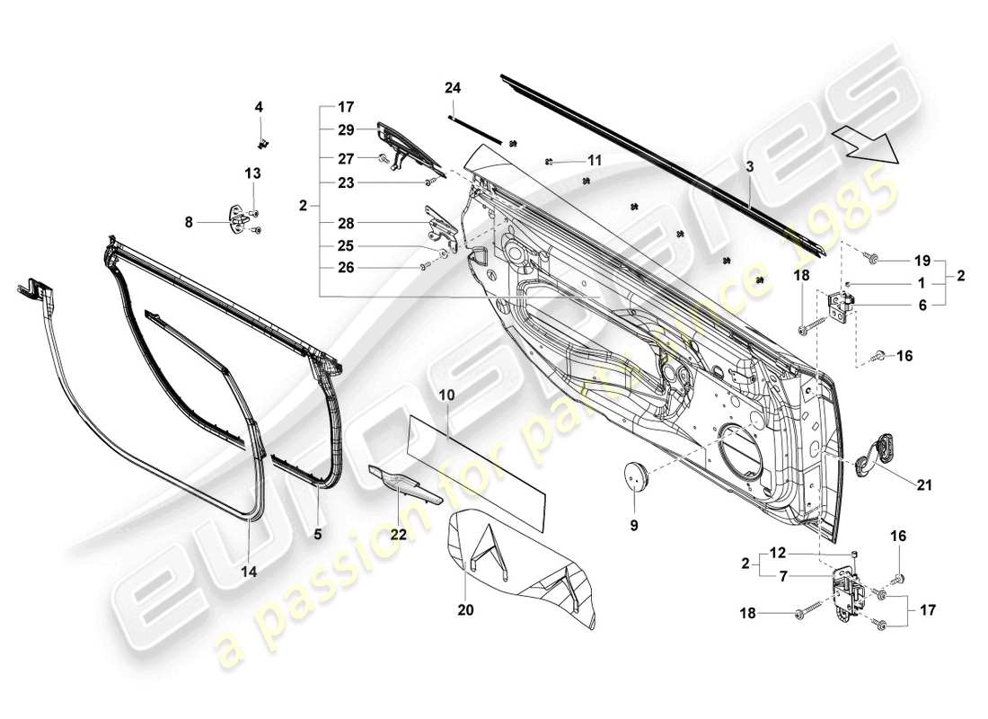 lamborghini lp550-2 spyder (2010) door part diagram