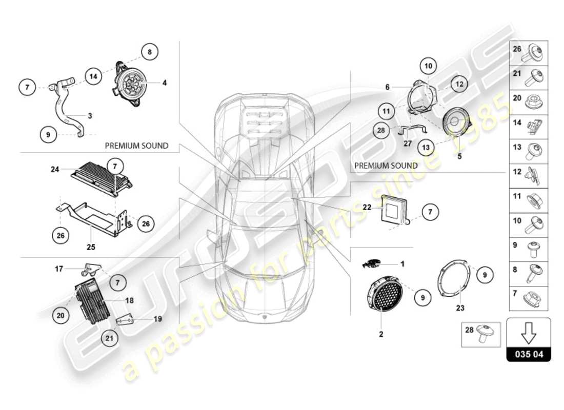 lamborghini evo spyder (2024) radio unit parts diagram