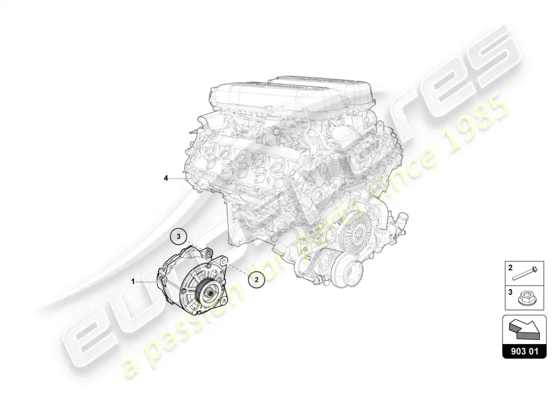 lamborghini evo coupe (2020) alternator parts diagram