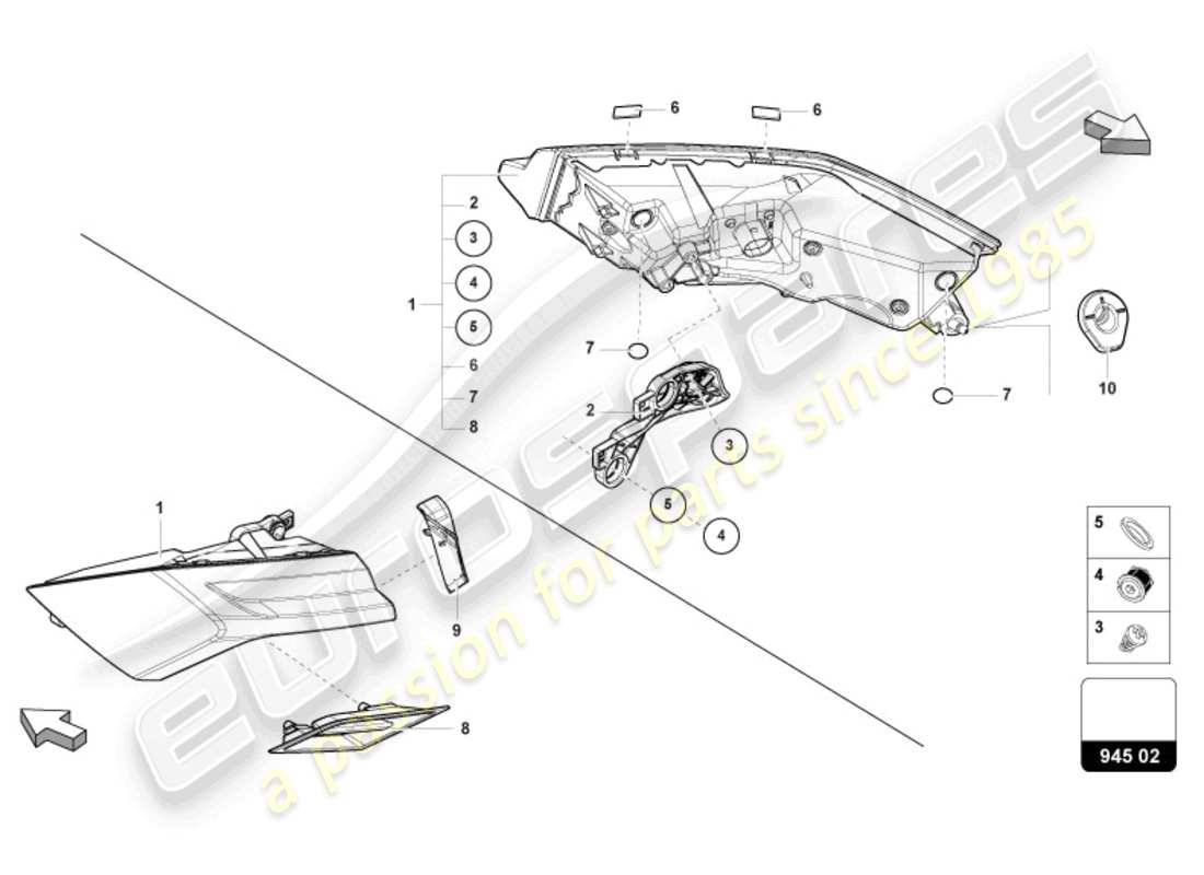 lamborghini urus (2020) rear light parts diagram