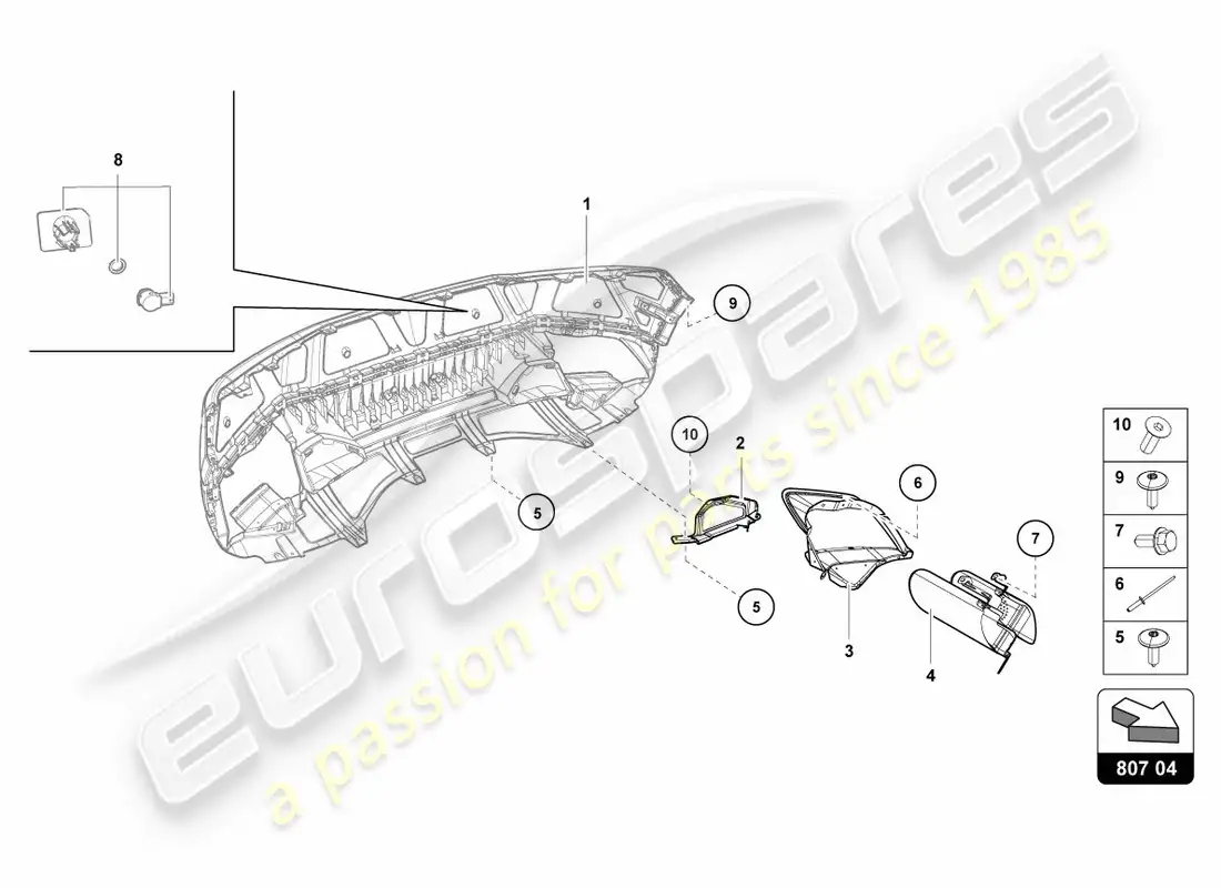 lamborghini lp610-4 avio (2017) heat shield rear, inner parts diagram
