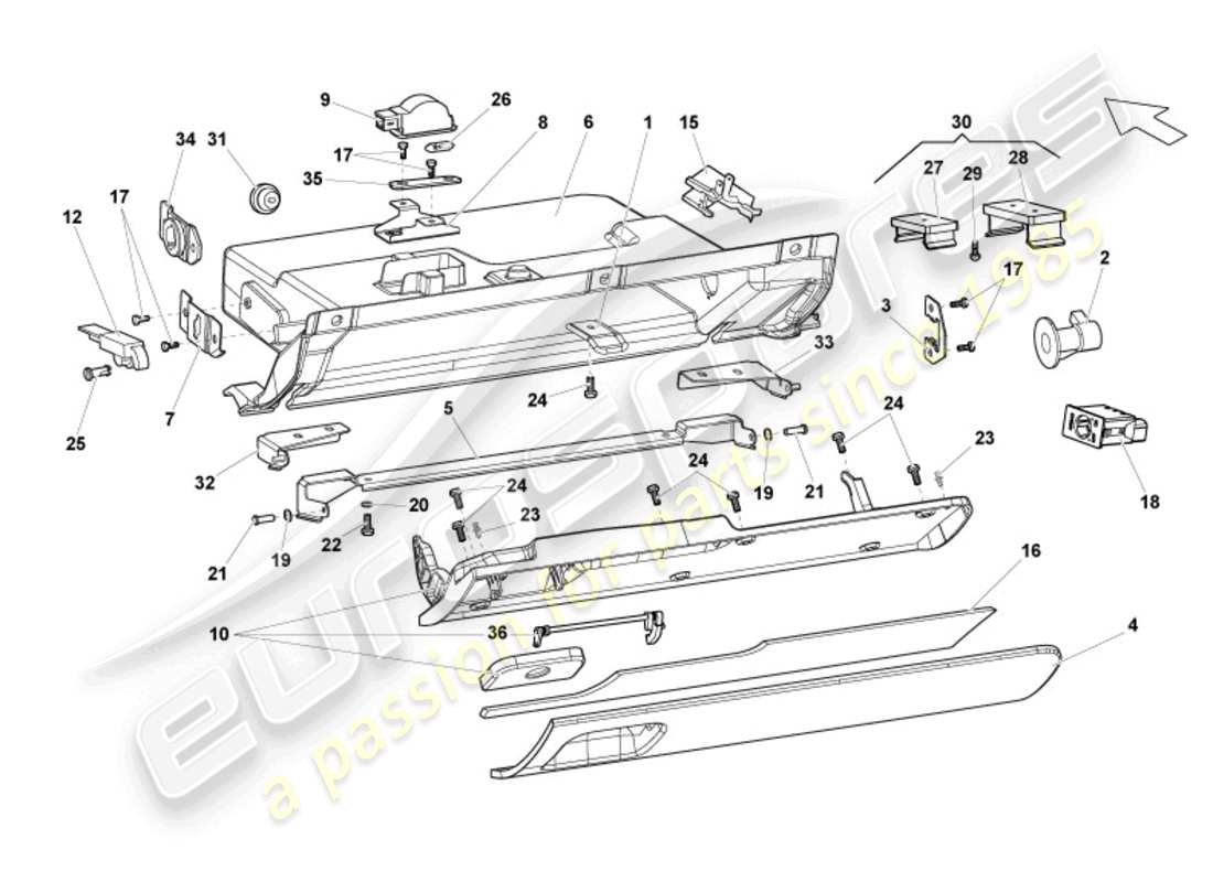 lamborghini lp550-2 spyder (2011) glove compartment parts diagram