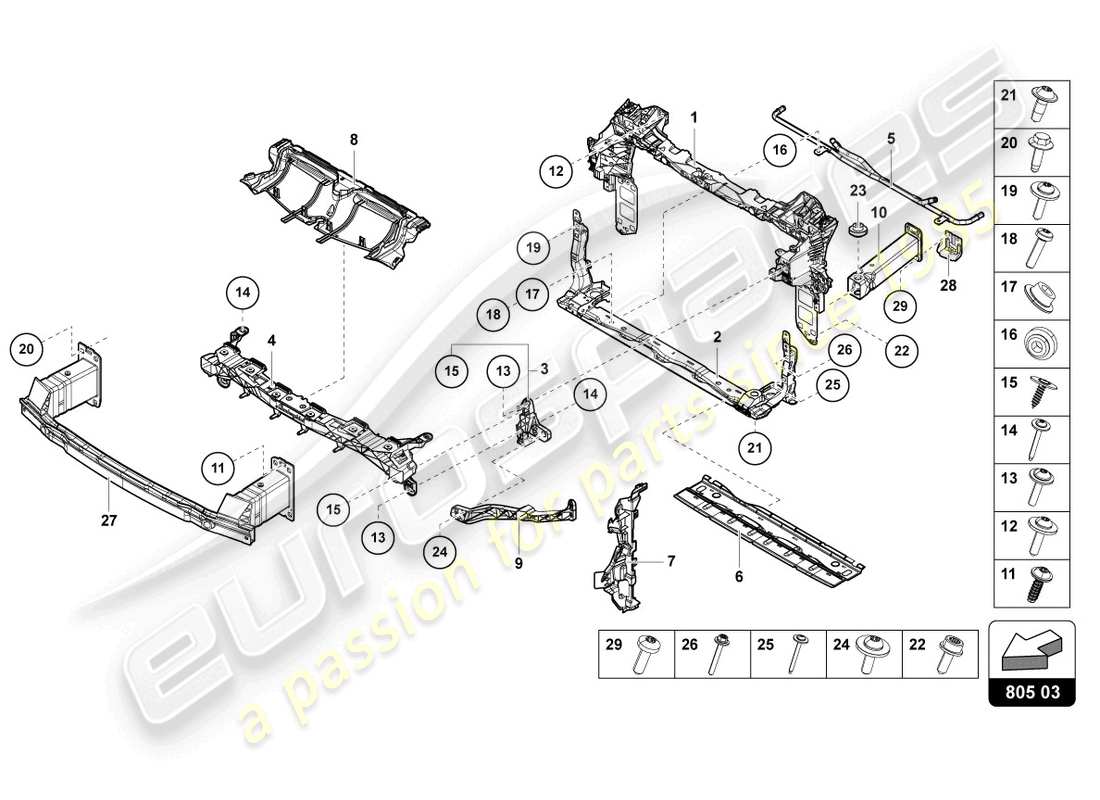 lamborghini urus s (2024) support for coolant radiator part diagram