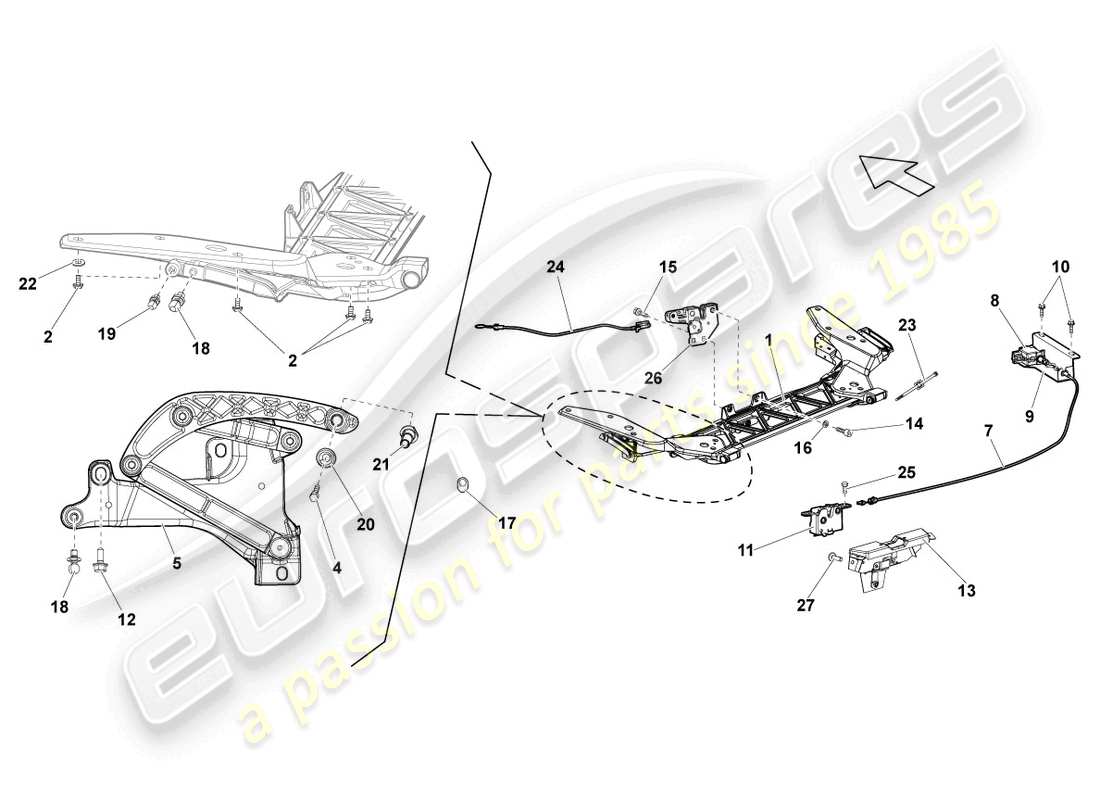 lamborghini lp550-2 spyder (2011) lock carrier parts diagram