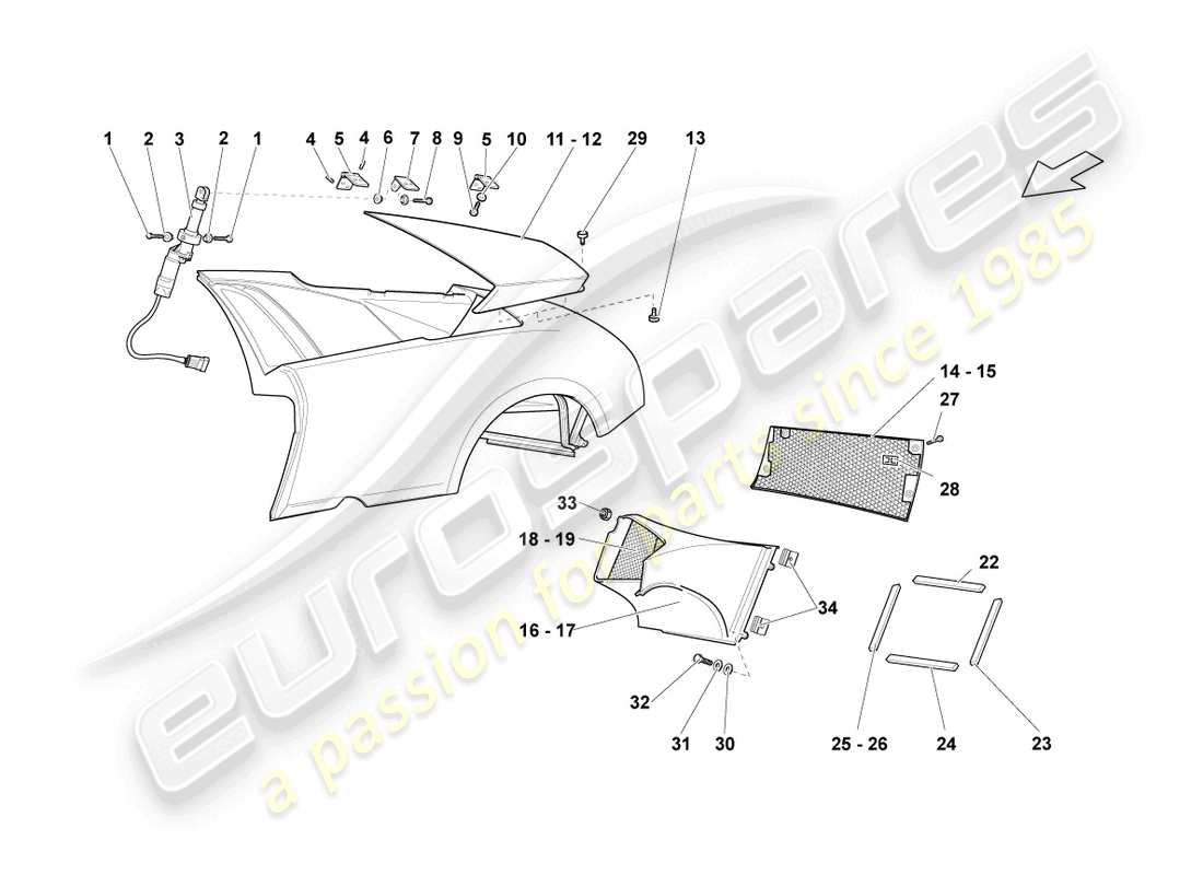 lamborghini lp640 coupe (2010) side panel trim part diagram