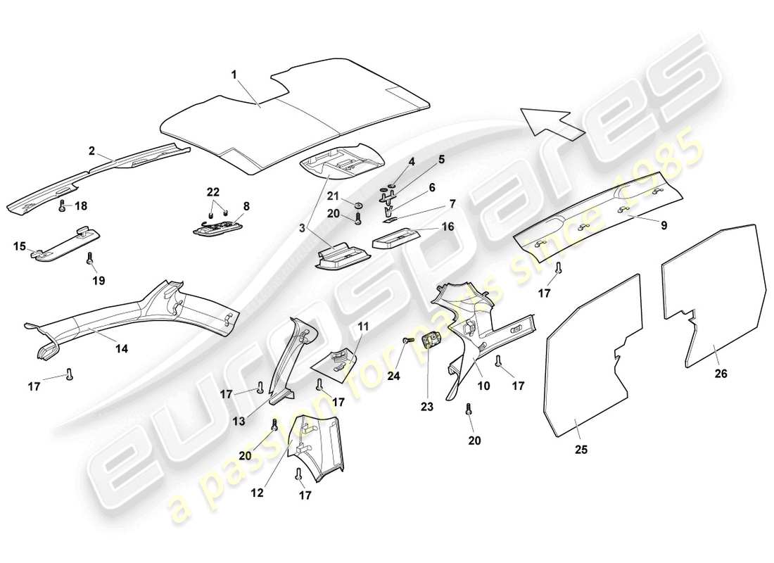 lamborghini lp640 coupe (2010) sound absorbers part diagram