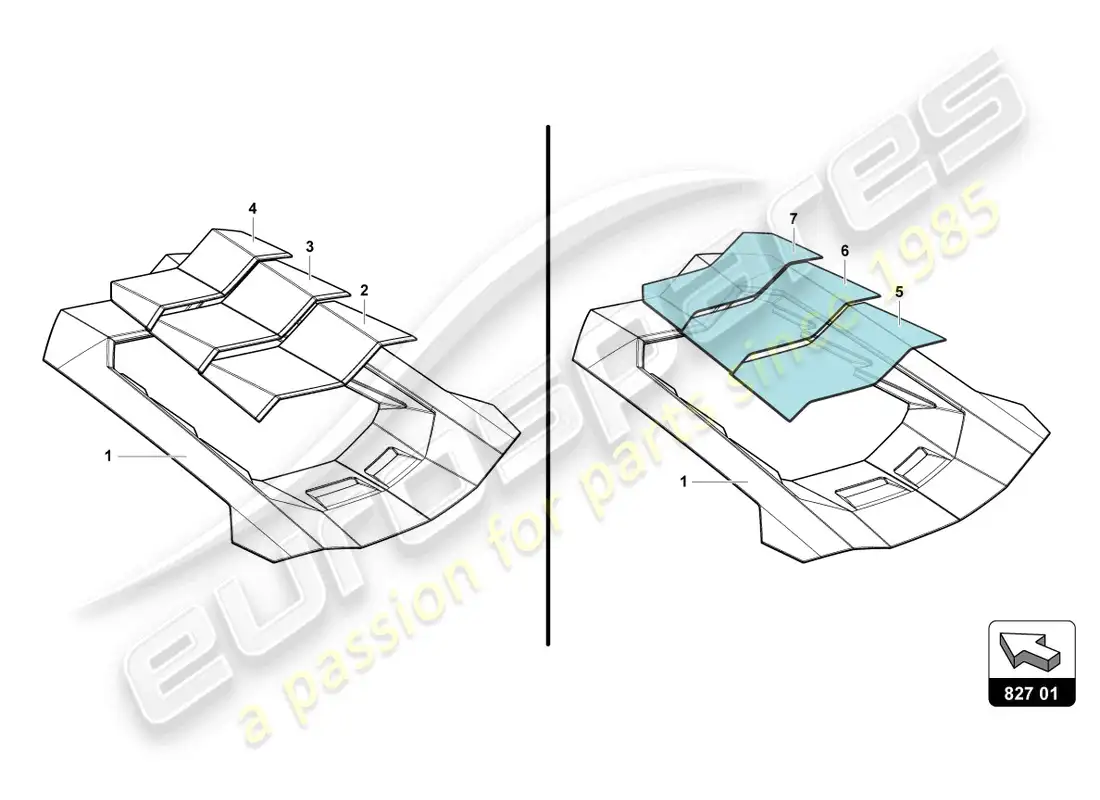 lamborghini lp700-4 coupe (2016) engine cover with insp. cover parts diagram