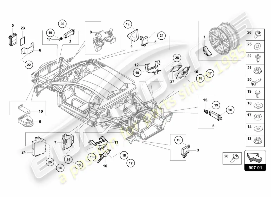 lamborghini centenario coupe (2017) electrics parts diagram
