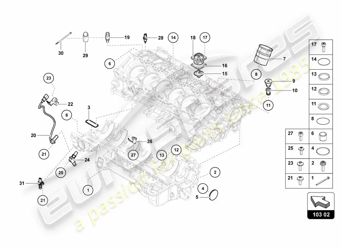 lamborghini centenario coupe (2017) oil sump parts diagram
