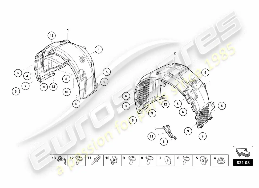 lamborghini lp600-4 zhong coupe (2016) wheel housing trim parts diagram