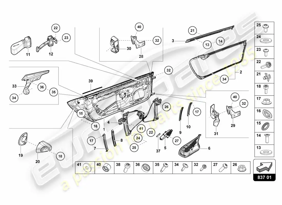 lamborghini performante spyder (2018) doors parts diagram