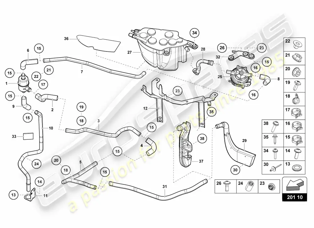 lamborghini centenario roadster (2017) activated carbon filter system parts diagram