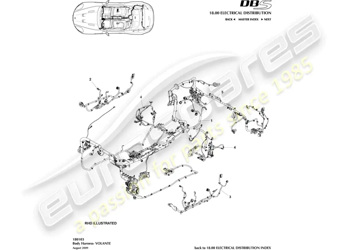 aston martin dbs (2012) body harness, volante parts diagram