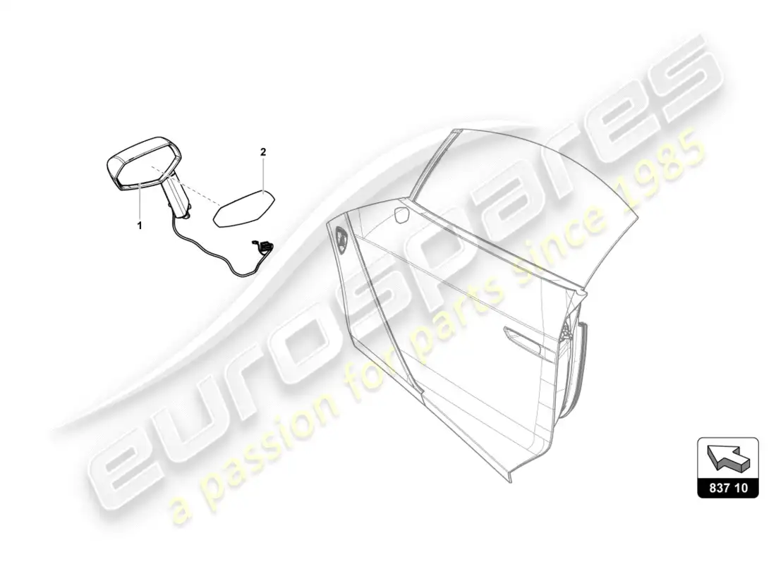 lamborghini centenario coupe (2017) exterior mirror parts diagram