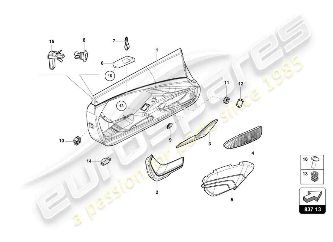 lamborghini sian (2020) door panel parts diagram