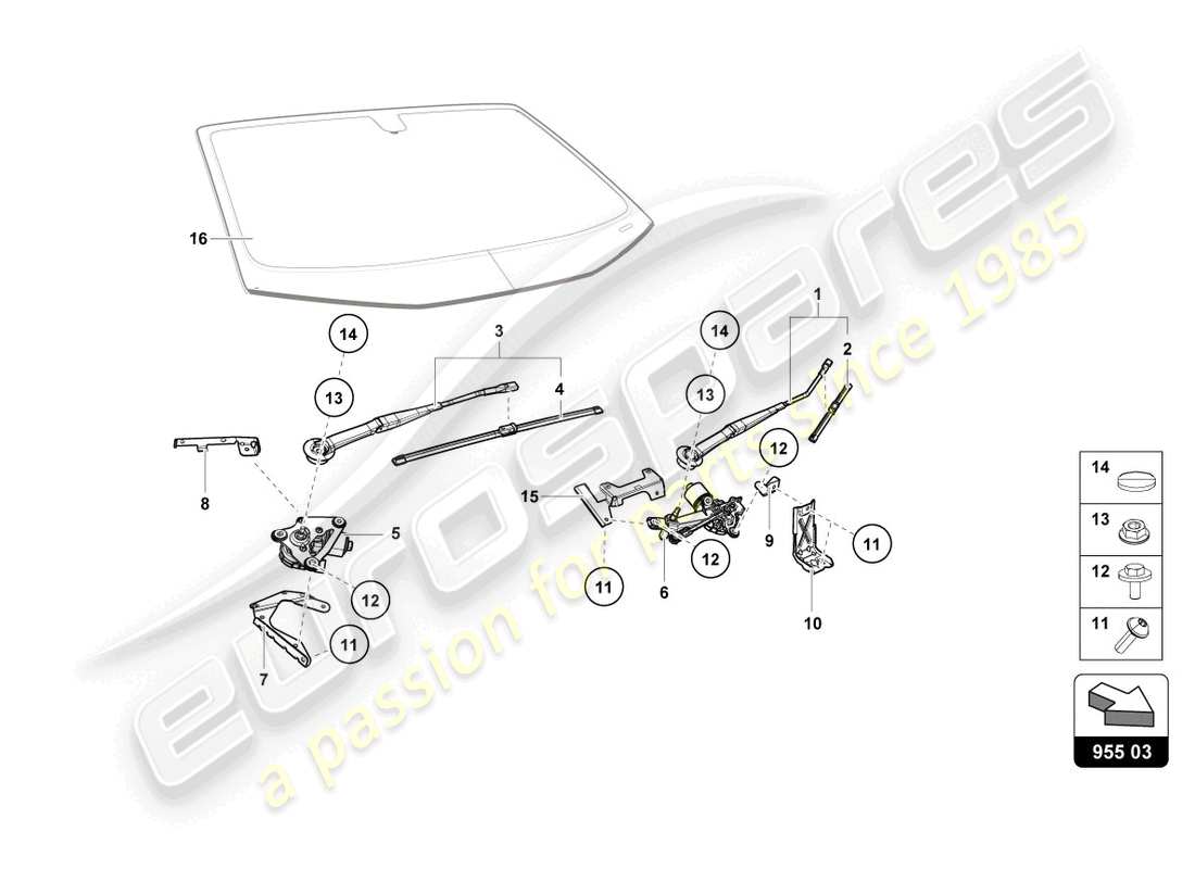 lamborghini evo spyder 2wd (2022) windshield wiper part diagram